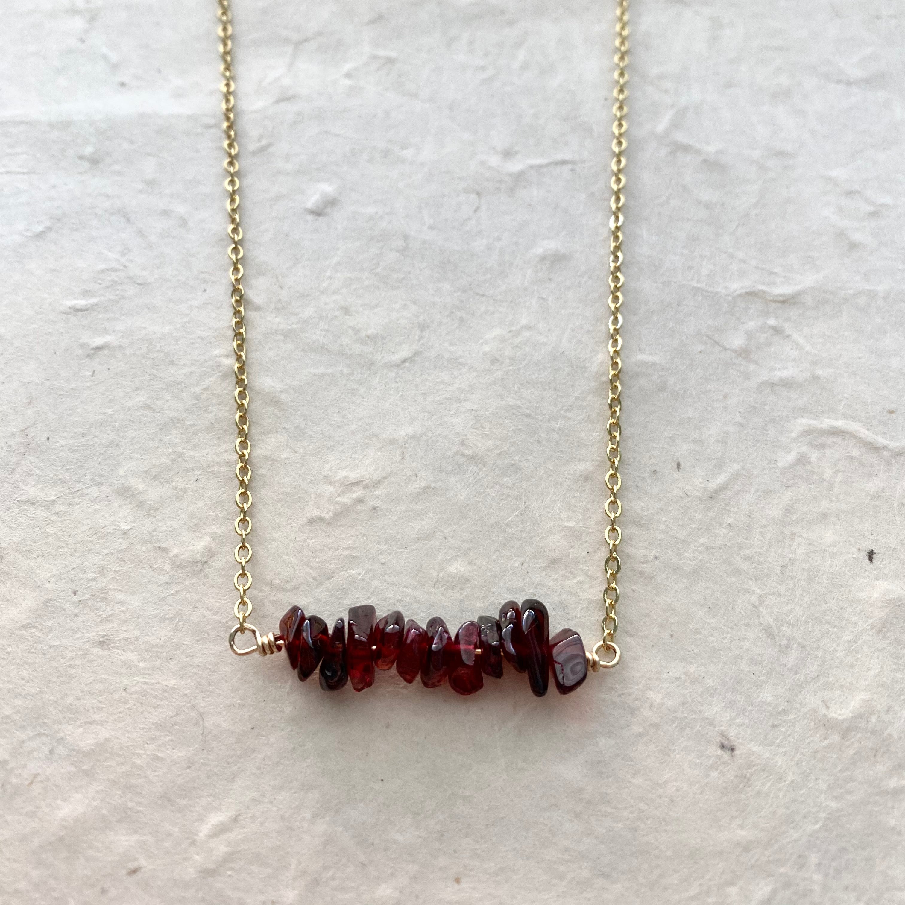 Red Garnet Necklace - Silver Necklace - Garnet Bead Necklace Jewelry