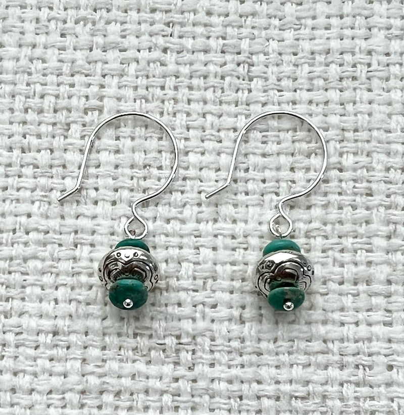 Turquoise and Silver Bead Earrings