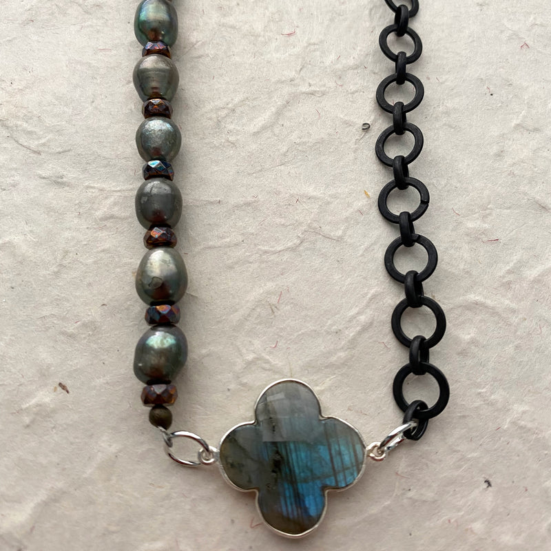 Labradorite and Peacock Pearl Necklace
