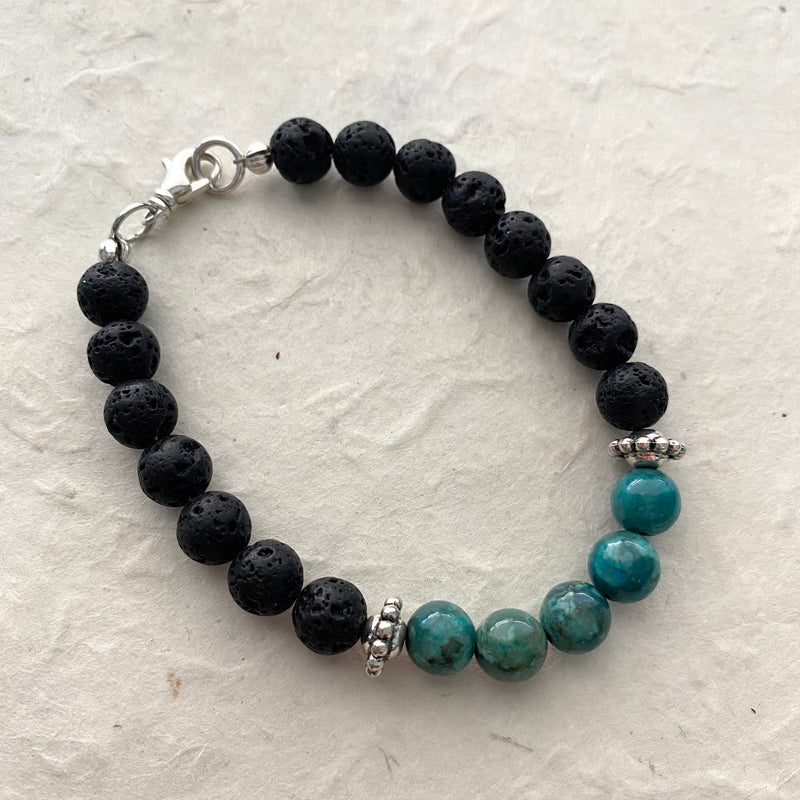 African Turquoise and Lava Bead Bracelet