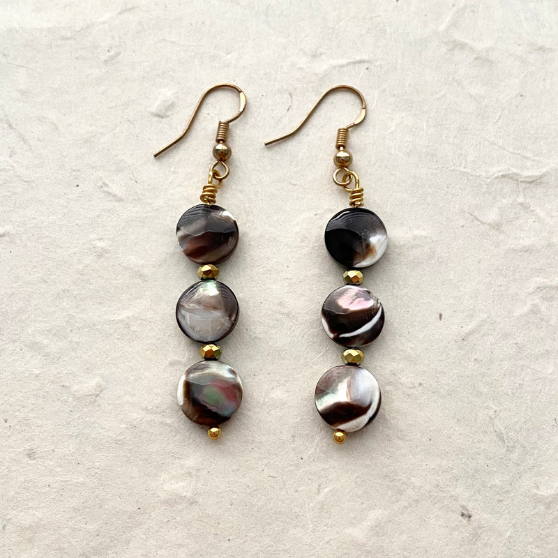 Coin Shaped Mother of Pearl Earrings