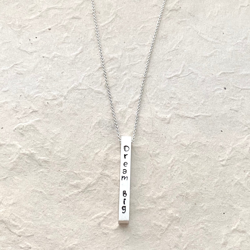Dream Big Sterling Plated Bar Necklace