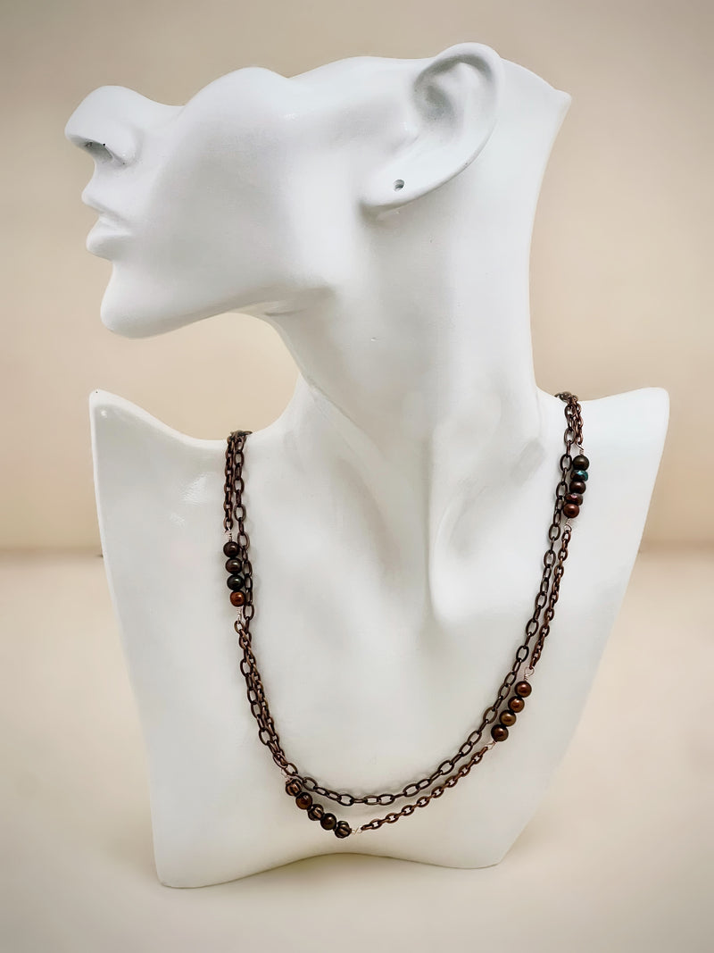 Double Stranded Bronze & Copper Necklace