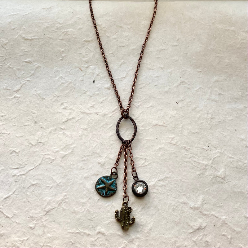 Hanging Charm Necklace on Rustic Chain
