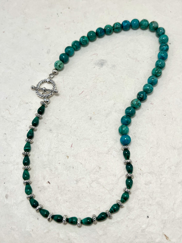 African Turquoise & Malachite Beaded Necklace