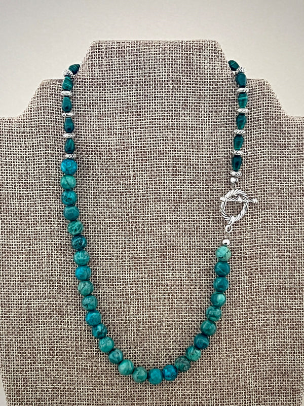 African Turquoise & Malachite Beaded Necklace