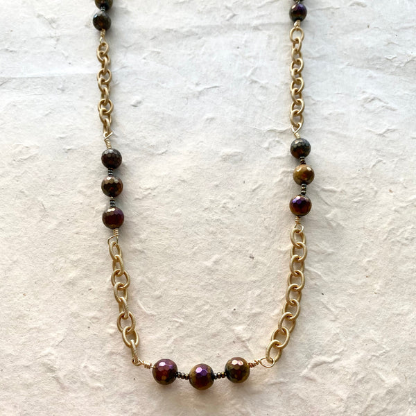 Mystic Tiger Eye Beaded Chain Necklace