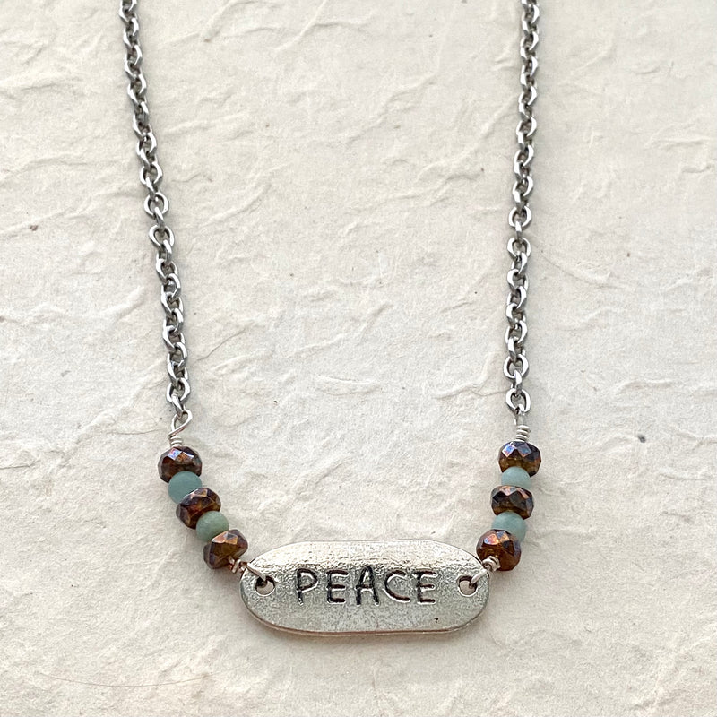 Peace Charm Necklace on Stainless Chain