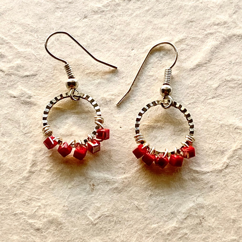 Red Czech Crystal Dangle Earrings