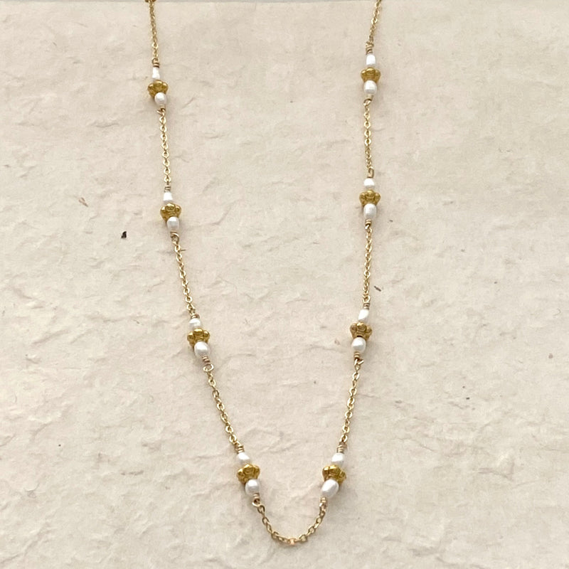 Rice Pearls on Gold Plated Chain