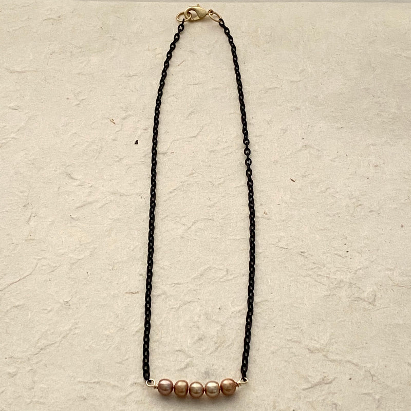 Rustic Chain with Bronze Colored Pearl Necklace